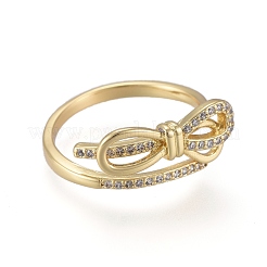 Brass Micro Pave Clear Cubic Zirconia Cuff Rings&nbsp;RJEW-K232-18G