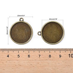 Flat Round Alloy Pendant Cabochon Settings&nbsp;PALLOY-N0088-37AB-NF