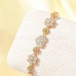 Brass Micro Pave Cubic Zirconia Link Chain Bracelets&nbsp;KK-R217-40G