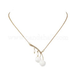 Handmade Lampwork & Cultured Freshwater Pearl Flower Pendant Brass Cable Chain Necklaces for Women&nbsp;NJEW-TA00259