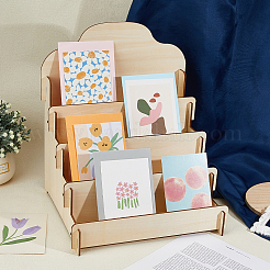4 Tier Wooden Greeting Card Display Stand&nbsp;ODIS-WH0022-31
