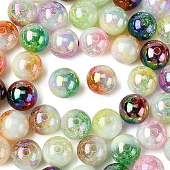 50Pcs UV Plating Opaque Crackle Two-tone Acrylic Beads&nbsp;MACR-CJ0001-96