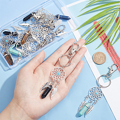 10Pcs Woven Net/Web with Feather Alloy Pendant Decorations&nbsp;HJEW-NB0001-83
