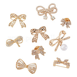 9Pcs 9 Styles Bowknot Shape Alloy Rhinestone Lapel Pin Backs for Backpack Clothes&nbsp;JEWB-TA0001-26