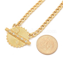 304 Stainless Steel Crystal Rhinestone Flat Round Pendant Twisted Chain Necklaces for Women&nbsp;LS-STAS-Z117-11G