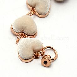 Alloy Plush Cloth Fabric Heart Link Chain for DIY Keychains&nbsp;AJEW-WH0188-88D