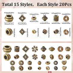 300Pcs 15 Styles Tibetan Style Alloy Beads Set&nbsp;FIND-SP0002-16D