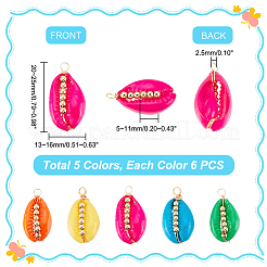 30Pcs 5 Colors Spray Painted Natural Cowrie Shell Pendants&nbsp;SSHEL-GA0001-15
