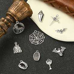 100Pcs 10 Styles Tibetan Style Alloy Vampire Pendants&nbsp;TIBEP-CJ0002-81