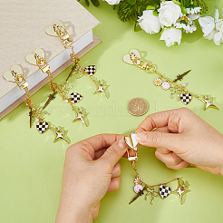 6Pcs Star Alloy Enamel Pendant Decorations&nbsp;HJEW-DC00167
