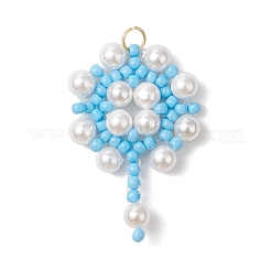Handmade Glass Seed Beaded Flower Pendants&nbsp;PALLOY-MZ00498