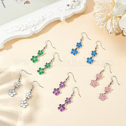 5 Pairs 5 Colors Alloy Enamel Flower Dangle Earrings&nbsp;EJEW-AN0004-76