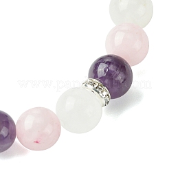 8.5mm Natural Rose Quartz & Quartz Crystal & Amethyst Round Beaded Stretch Bracelets for Women&nbsp;BJEW-JB10737