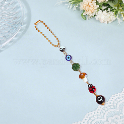 Mushroom & Evil Eye Acrylic & Lampwork & Glass Pendant Decoration&nbsp;HJEW-SC00184