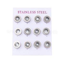 304 Stainless Steel Flat Round Stud Earrings&nbsp;EJEW-C099-23P-03