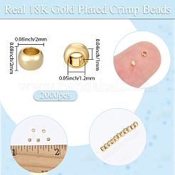 2000Pcs Brass Crimp Beads&nbsp;KK-BBC0022-06A-G