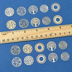 20Pcs 10 Styles Rack Plating Brass Hollow Out Connector Charms&nbsp;KKC-FS0001-02