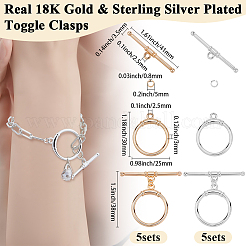 10Pcs 2 Colors Brass Toggle Clasps&nbsp;KK-BBC0021-22A