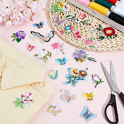 23Pcs Polyester Computerized Embroidery Cloth Iron on Sew on Patches&nbsp;PATC-WH0028-037