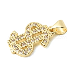 Brass Micro Pave Clear Cubic Zirconia Pendants&nbsp;KK-F940-03G