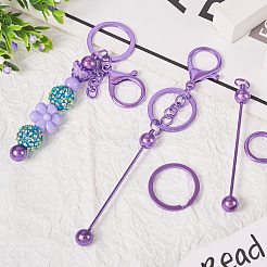 5Pcs Alloy and Brass Bar Beadable Keychain for Jewelry Making DIY Crafts&nbsp;DIY-SW0001-15C