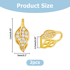 2Pcs 925 Sterling Silver Clear Cubic Zirconia Pendants Bails&nbsp;STER-HS0001-12G