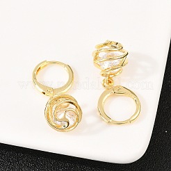 Hollow Oval Brass Clear Cubic Zirconia Leverback Earrings&nbsp;EJEW-H182-04B-G