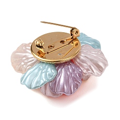 Flower 304 Stainless Steel & Resin Brooches&nbsp;JEWB-G049-03G-01