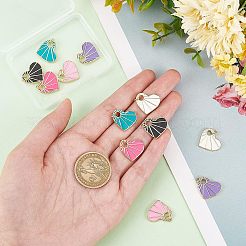 12Pcs 6 Colors Rack Plating Brass Enamel Pendants&nbsp;KK-FH0004-09