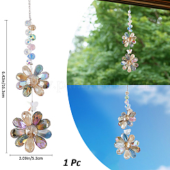 Glass Beaded Flower Hanging Suncatchers&nbsp;AJEW-WH20020-064A