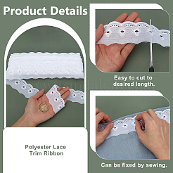16 Yards Polyester Lace Trim Ribbon&nbsp;OCOR-WH0070-179A