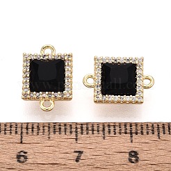 Brass Micro Pave Clear Cubic Zirconia and Glass Connector Charms&nbsp;KK-N287-29G