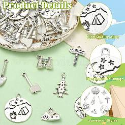 90Pcs 9 Styles Camping Theme Tibetan Style Alloy Pendants&nbsp;FIND-CJ0005-64