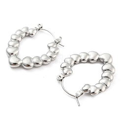 Non-Tarnish Heart Bubble 304 Stainless Steel Hoop Earrings for Women&nbsp;EJEW-C067-12P
