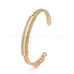 Rack Plating Brass Micro Pave Cubic Zirconia Cuff Bangle&nbsp;BJEW-E071-25G