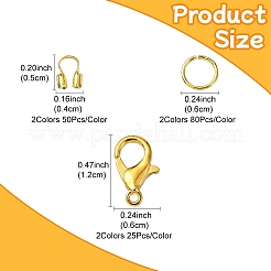 Zinc Alloy Lobster Claw Clasps with Brass Wire Guardian and Protectors with Iron Open Jump Rings&nbsp;DIY-YW0010-08
