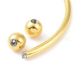 Screw End Ball 304 Stainless Steel Wire Open Cuff Bangle&nbsp;BJEW-F435-02G