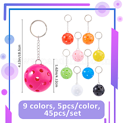 45Pcs 9 Colors Hollow Ball Platic Keychain&nbsp;KEYC-FH00093