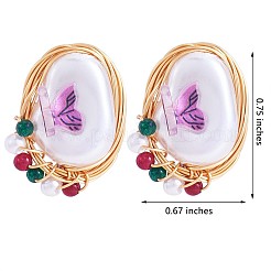 Shell Pearl with Acrylic Butterfly Stud Earrings&nbsp;JE973A