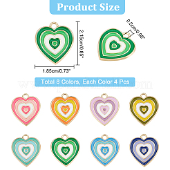 32Pcs 8 Colors Rack Plating Light Gold Alloy Enamel Pendants&nbsp;ENAM-NB0001-86
