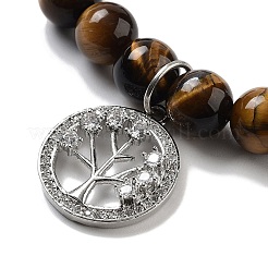 Natural Tiger Eye Round Beaded Chakra Stretch Bracelets&nbsp;BJEW-K251-01E