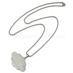 Anti-Tarnish 201 Stainless Steel Arabic Elements Cloud Pendant Box Chain Necklaces&nbsp;LS-NJEW-D089-03P