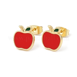 Brass Enamel Stud Earrings&nbsp;EJEW-B154-06G-02