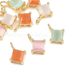 Brass Cat Eye Pendants&nbsp;KK-C251-09C-G