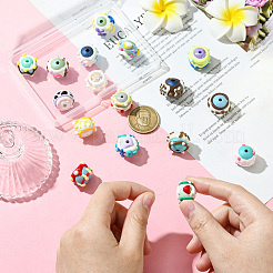 17Pcs 17 Colors Hand Painted Acrylic with Enamel Beads&nbsp;MACR-CJ0002-30