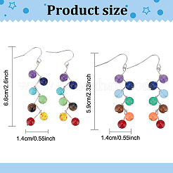 2 Pairs 2 Style Dyed Natural & Synthetic Mixed Gemstone Round Beaded Dangle Earrings&nbsp;EJEW-AN0002-78