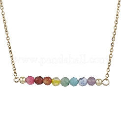 Gemstone Round Beaded Chakra Pendant Necklaces&nbsp;NJEW-JN05189