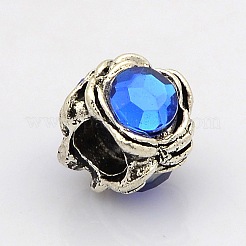 Flower Antique Silver Tone Alloy European Beads&nbsp;PALLOY-N0093-02
