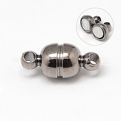 Round Brass Magnetic Clasps with Loops&nbsp;KK-D331-M-NF
