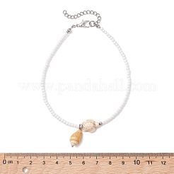 9Pcs 9 Styles Summer Beach Natural Shell Charms Glass Beaded Anklets&nbsp;AJEW-AN00777